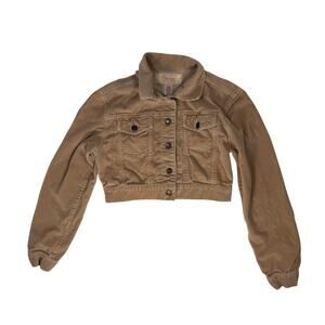 Y2K Star Jeans Women’s Small Corduroy Crop Jacket Tan Retro 2000s Style